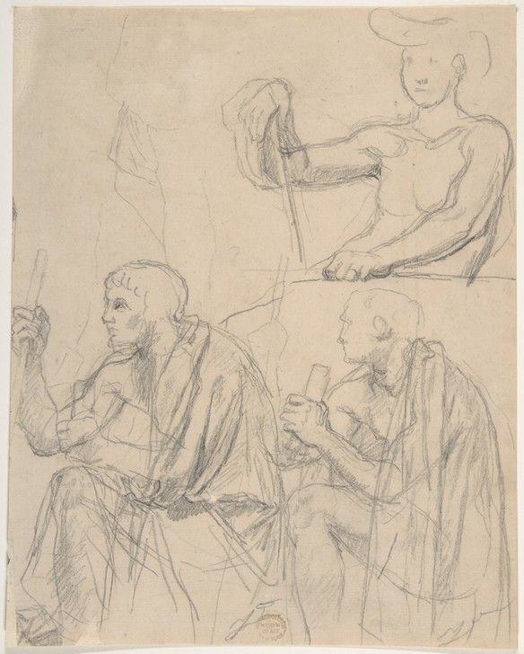 JEAN-AUGUSTE-DOMINIQUE INGRES, Study of Figures (Männer, Figuren, Neoklassizismus, Studien, Zeichnung, Klassiker, Wohnzimmer, Treppenhaus, Wunschgröße, schwarz/weiß)