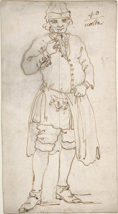 Giovanni Antonio Canaletto, Man Smoking a Pipe  (Mann, Mensch, Unifor. Raucher, Pfeife, Barock, Zeichnung, Grafik, Klassiker, Wunschgröße, Wohnzimmer, schwarz/weiß)