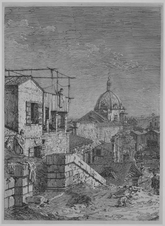 Giovanni Antonio Canaletto, Vedute altre prese da i luoghi altre ideate (Ansicht, Gebäude, Capriccio, Kuppel, Kirche, Barock, Vedute, Zeichnung, Grafik, Klassiker, Wunschgröße, Wohnzimmer, schwarz/weiß)