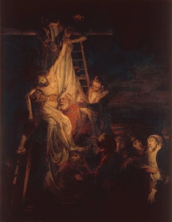Rembrandt Harmenszoon van Rijn, Die Kreuzabnahme (Christentum,Religion,Barock,Neues Testament,Bibel,Kreuzabnahme,Helldunkel,Niederländische Kunst,Passion Christi)
