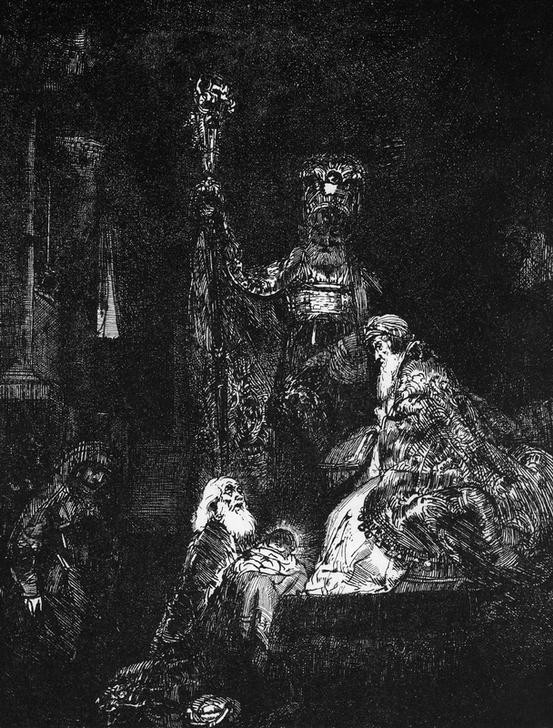 Rembrandt Harmenszoon van Rijn, Darstellung Christi im Tempel (Christentum,Religion,Barock,Neues Testament,Bibel,Niederländische Kunst,Darstellung Im Tempel,Holländische Kunst,Kindheit Jesu)