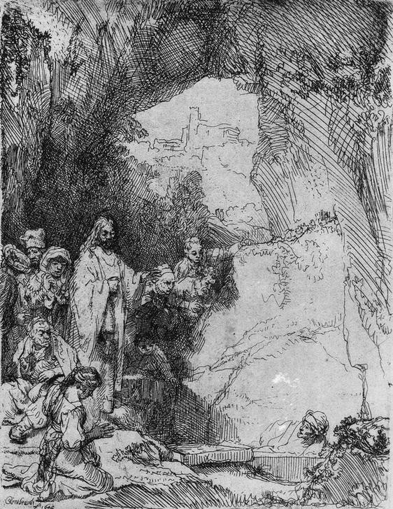 Rembrandt Harmenszoon van Rijn, Die Auferweckung des Lazarus (Christentum,Religion,Barock,Neues Testament,Bibel,Totenerweckung,Wunder,Auferweckung Des Lazarus,Niederländische Kunst)