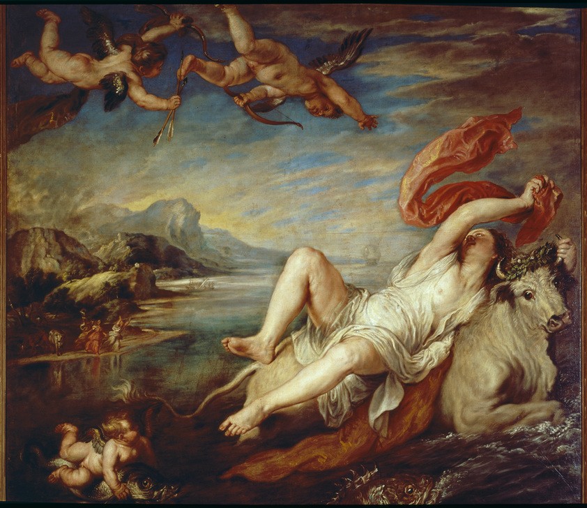 Peter Paul Rubens, Der Raub der Europa (Mythologie,Entführung,Barock,Metamorphose,Frauenraub,Götterliebschaften,Niederländische Kunst,Stier (Tier),Griechisch-Römische Mythologie)