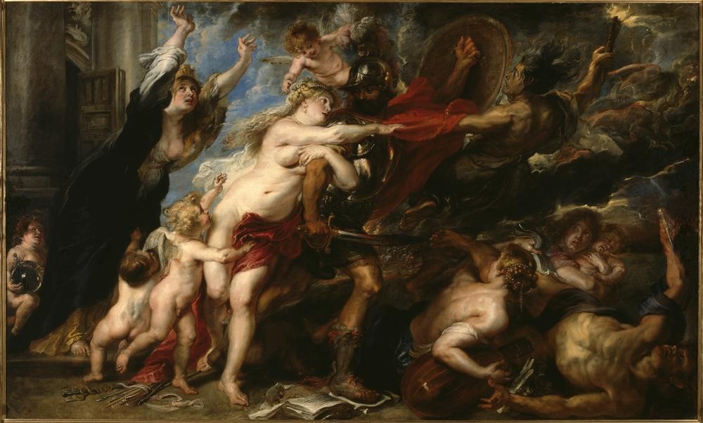 Peter Paul Rubens, Die Folgen des Krieges (Flämische Kunst,Geschichte,Krieg,Mythologie,Dreissigjähriger Krieg,Barock,Allegorie,Niederländische Kunst,Antikriegskunst,Griechisch-Römische Mythologie)