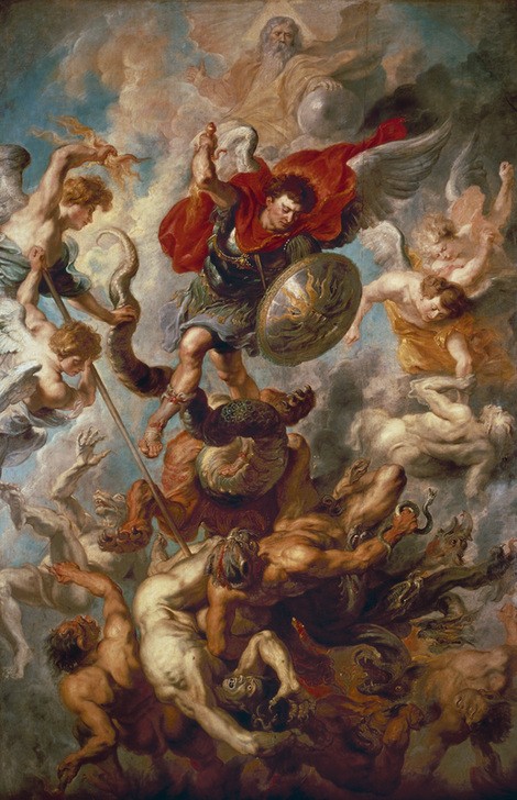 Peter Paul Rubens, Engelsturz (Christentum,Engel,Religion,Schild (Schutz),Waffe,Bibel,Teufel,Erzengel,Niederländische Kunst,Kampf,Engelsturz)