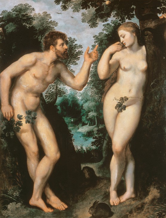Peter Paul Rubens, Adam und Eva unter dem Baum der Erkenntnis (Flämische Kunst,Frau,Mann,Barock,Altes Testament,Akt,Sündenfall,Bibel,Gestik,Verführung,Paradies,Baum Der Erkenntnis,Niederländische Kunst,Ermahnung,Genesis,Zeigefinger,Jüdisch-Christlich)