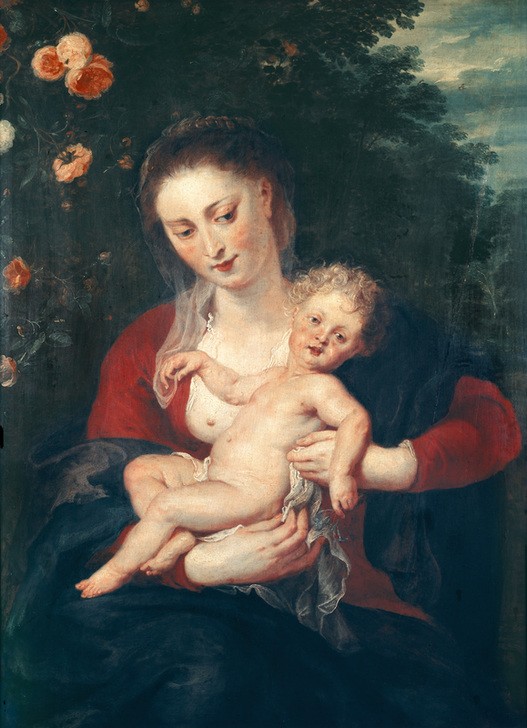 Peter Paul Rubens, Madonna mit Vergißmeinnicht (Christentum,Flämische Kunst,Religion,Barock,Maria Mit Kind,Niederländische Kunst)