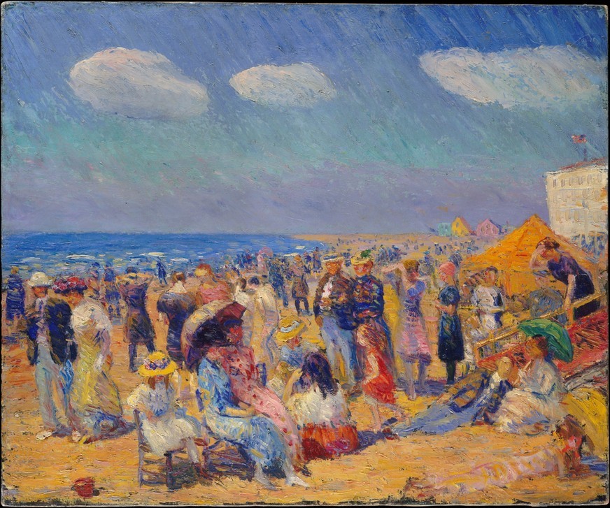 William Glackens, Menschenmenge an der Küste (Küste,Freizeit,Sommer,Strand,Sonne,Meer,Menschenmenge)