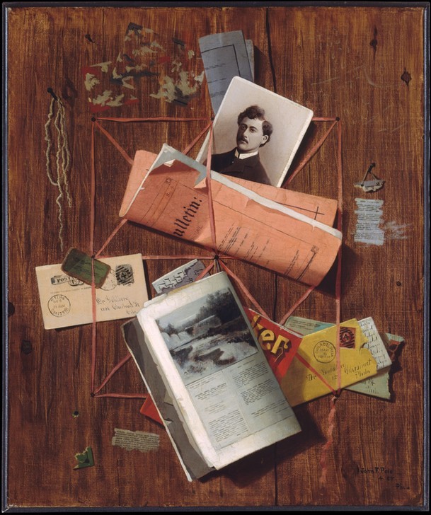 John Frederick Peto, Bürowand (Brief,Zeitschrift,Trompe L'oeil,Pinnwand,Briefhalter,Büro,Wand)