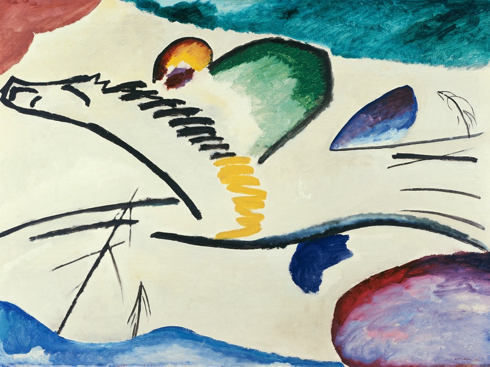 Wassily Kandinsky, Lyrisches (Pferd, Reiter, Expressionismus, Jockey, Der Blaue Reiter, Russische Kunst, Lyrik, Abstraktion, Metapher, Dynamik, Wohnzimmer, Treppenhaus, Wunschgröße, Klassische Moderne, bunt)