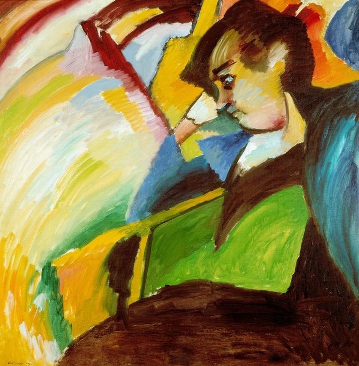 Wassily Kandinsky, Dame (Frau, Künstlerin, Malerin, Portrait, Expressionismus, Russische Kunst, Wohnzimmer, Treppenhaus, Wunschgröße, Klassische Moderne, bunt)
