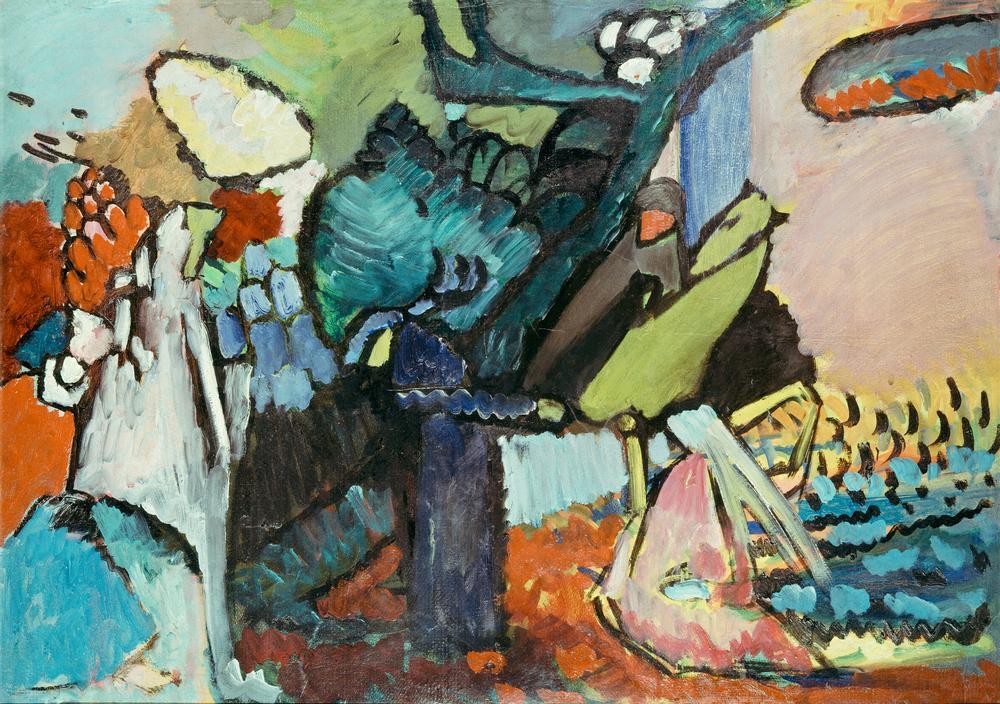 Wassily Kandinsky, Improvisation 4 (Fauves,Expressionismus,Russische Kunst,Improvisation, Wohnzimmer, Treppenhaus, Wunschgröße, Klassische Moderne, bunt)