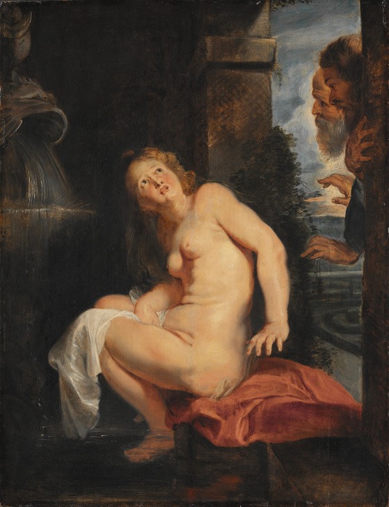 Peter Paul Rubens, Susanna und die beiden Alten (Körperpflege,Bad Im Freien,Erotik,Flämische Kunst,Frau,Kunst,Brunnen,Barock,Altes Testament,Akt,Bibel,Voyeurismus,Johannistrieb,Niederländische Kunst,Scham,Susanna Und Die Alten,Jugend Und Alter,Nacktheit,Zudringlichkeit,Blick Über Die Schulter)
