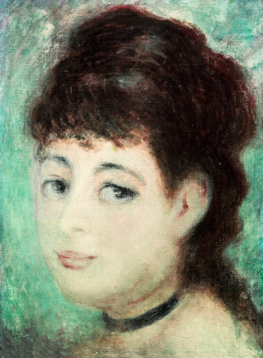 Pierre-Auguste Renoir, Portrait de jeune femme (Frau,Kunst,Mensch,Impressionismus,Portrait,Französische Kunst,Junge Frau,Signatur)