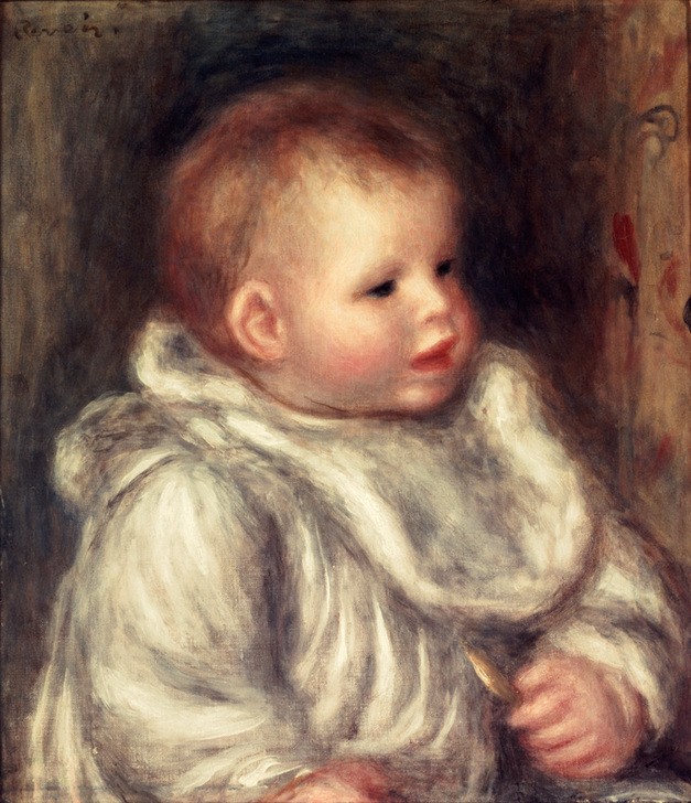 Pierre-Auguste Renoir, Le bébé à la cuillère (Baby,Kind,Kunst,Mensch,Impressionismus,Kleinkind,Portrait,Französische Kunst,Kinderbildnis,Jahrhundertwende,Löffel,Privatsammlung)