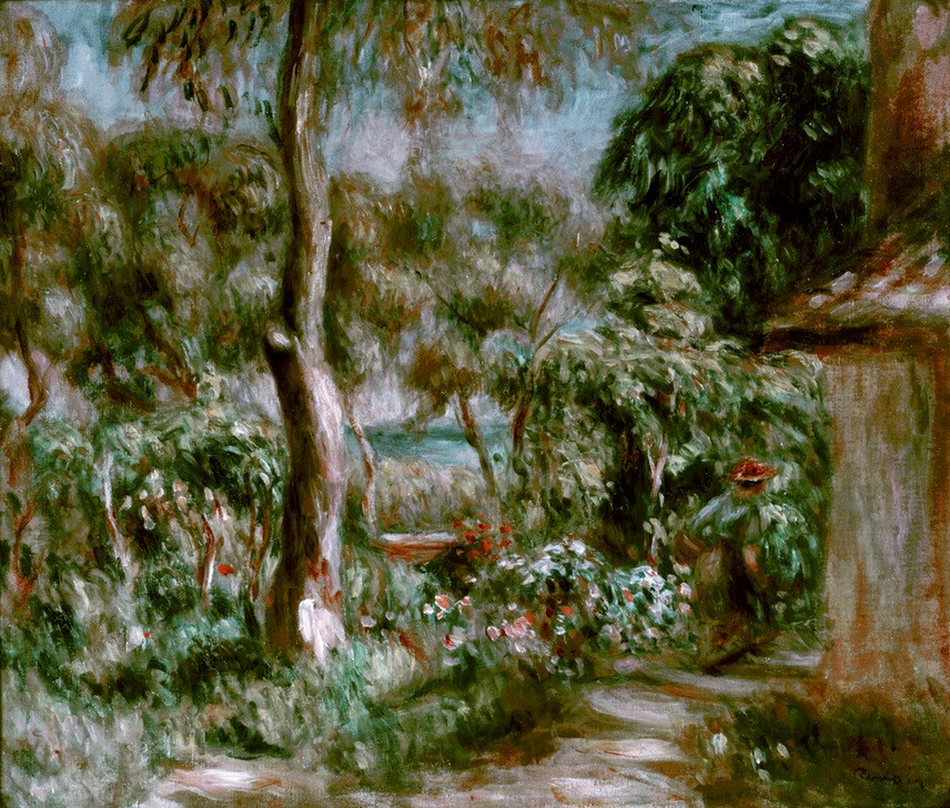 Pierre-Auguste Renoir, L'arbre près de la ferme (Frau,Kunst,Landschaft,Impressionismus,Baum,Französische Kunst,Garten)