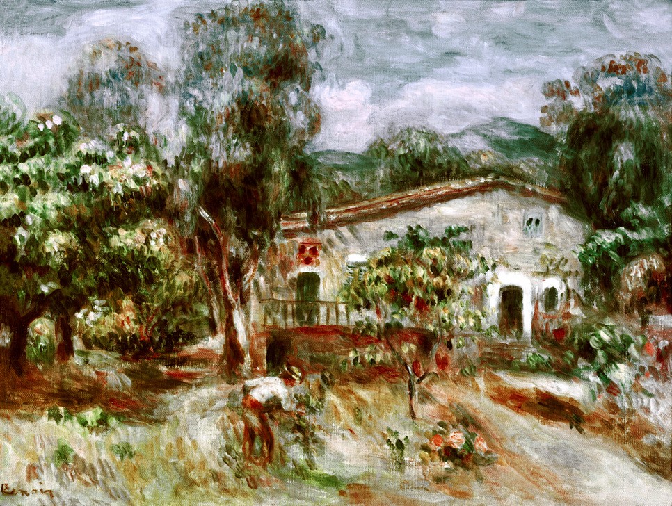 Pierre-Auguste Renoir, La ferme des Collettes (Bauernhaus,Haus,Kunst,Landhaus,Landschaft,Wohnhaus Von Berühmten,Impressionismus,Französische Kunst,Garten)