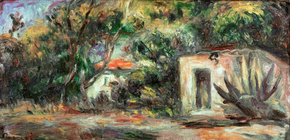Pierre-Auguste Renoir, Maisonnette dans les arbres (Bauernhaus,Haus,Kunst,Landschaft,Hütte,Impressionismus,Baum,Französische Kunst,Garten)