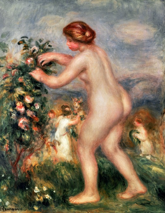 Pierre-Auguste Renoir, Ode aux fleurs (d'après Anacréon) (Frau,Literatur,Impressionismus,Akt,Französische Kunst,Ode,Antikenrezeption,Blume,Junge Frau,Ganzfigurig)