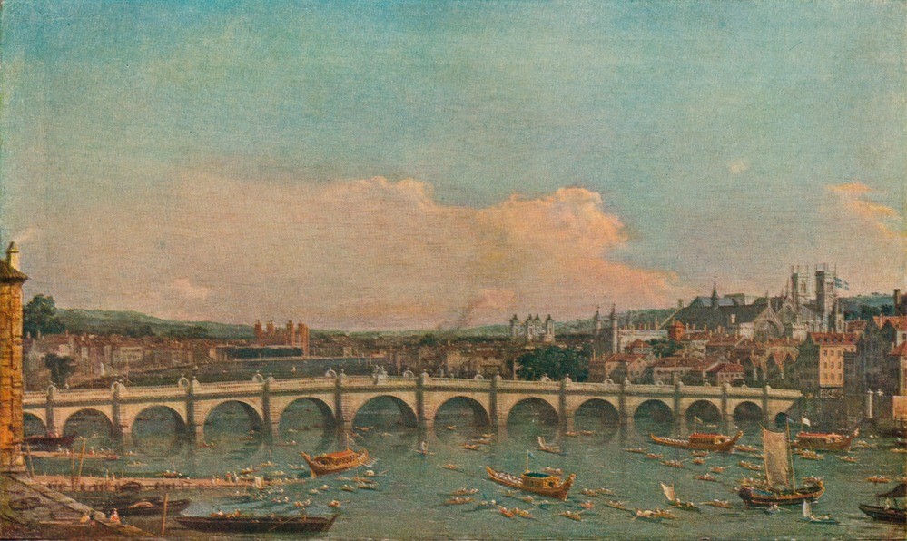 Giovanni Antonio Canaletto, Westminster Bridge (Brücke, Fluss, Themse, London,  Städte, England, Barock, Vedute, Klassiker, Wunschgröße, Wohnzimmer)