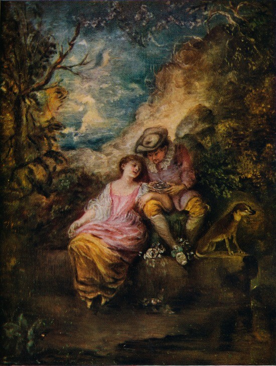 Jean-Antoine Watteau, Scene Pastorale (Paar, Wald, Liebespaar, Schäferstündchen, Idylle,  Mode, Rokoko, Wohnzimmer, Klassiker,  Wunschgröße)