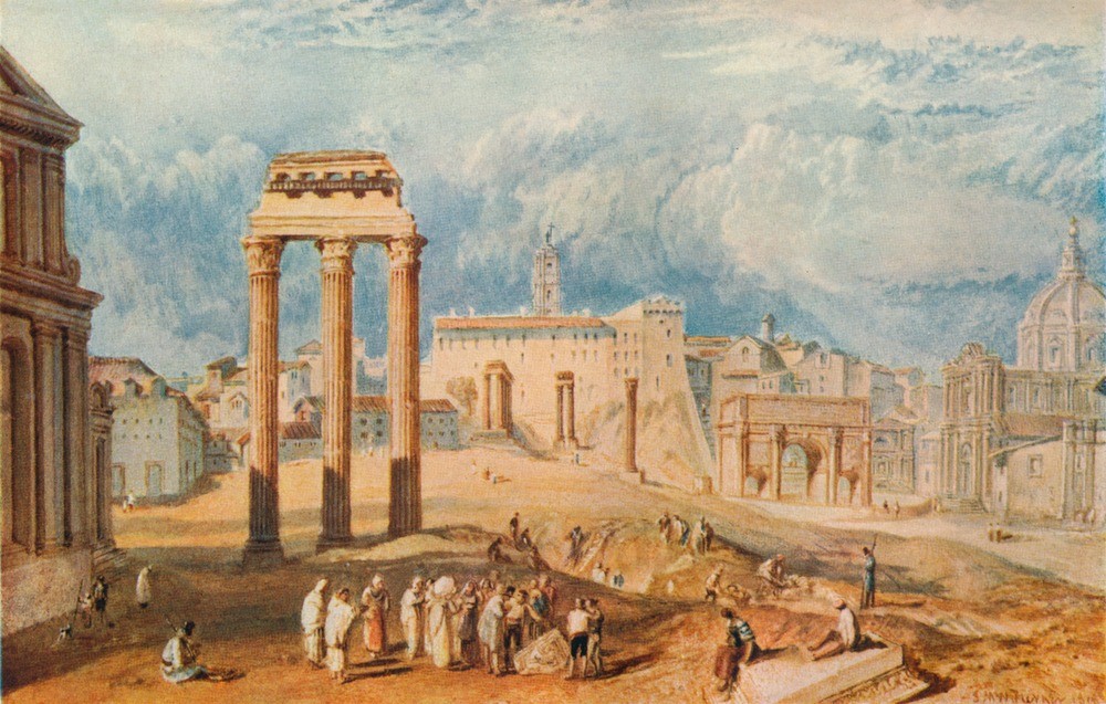 JOSEPH MALLORD WILLIAM TURNER, Forum Romanum (Architektur,Kunst,Ruine,Römisch,Gebäude,Farbe)