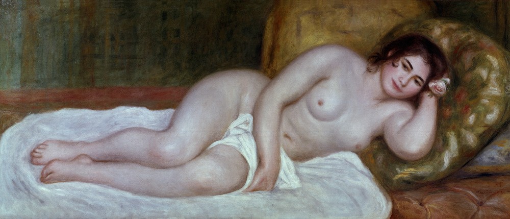Pierre-Auguste Renoir, Femme nue couchée (Frau,Impressionismus,Akt,Französische Kunst,Liegen,Ganzfigurig)