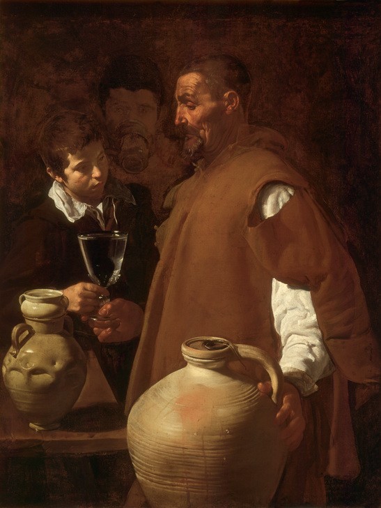 Diego Rodriguez de Silva y Velasquez, El Aguador de Sevilla (Glas,Handel,Volkskunde,Wasser,Barock,Wasserverkäufer,Tonkrug,Caravaggisten,Spanische Kunst,Trinkwasser,Alltagskultur,Wasserkrug,Wasserglas,Wasserbehälter,Land Und Leute,Krug)