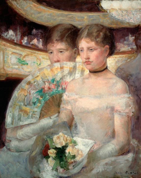 Mary Cassatt, Die Loge (Fächer,Jugend (Lebensalter),Mädchen,Theater,Impressionismus,Frauenkunst,Portrait,Loge (Architektur),Amerikanische Kunst,Japanmode,Zuschauerraum,Theaterloge,Zuschauen,Zuschauerin)