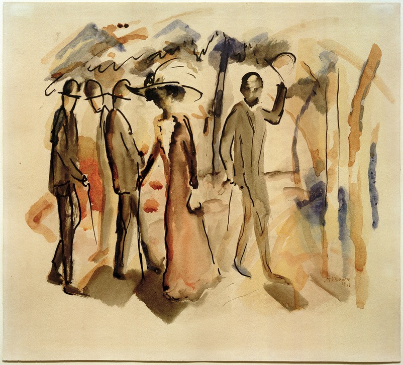 August Macke, Begegnung (Deutsche Kunst,Kunst,Mensch,Freizeit,Spaziergang,Expressionismus,Der Blaue Reiter)