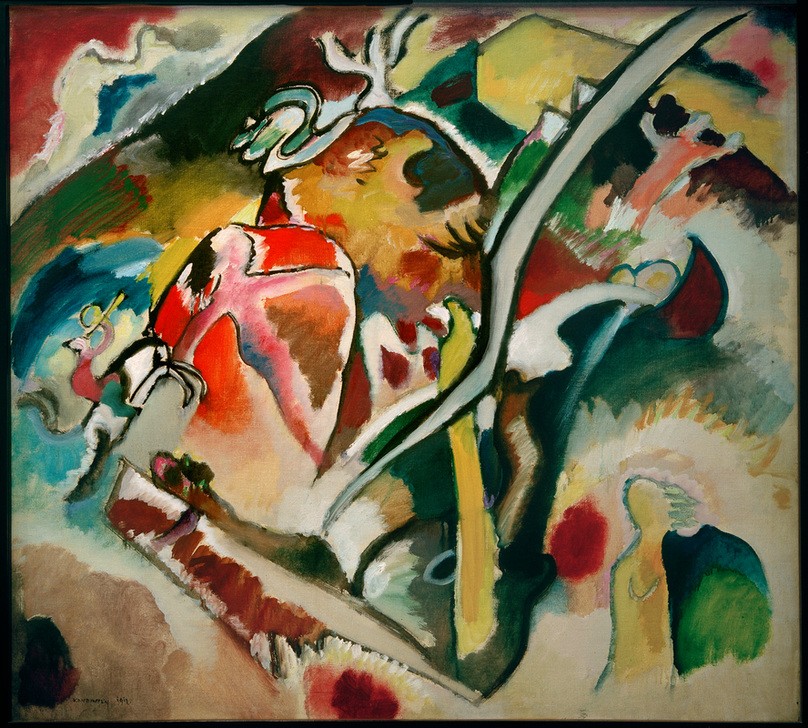 Wassily Kandinsky, Sintflut I (Kunst,Religion,Altes Testament,Bibel,Chaos,Expressionismus,Sintflut,Der Blaue Reiter,Abstrakte Kunst,Russische Kunst,Weltuntergang,Abstraktion,Jüdisch-Christlich,Signatur)