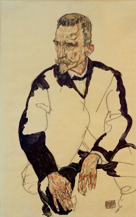 Egon Schiele, Bildnis Heinrich Benesch (Kunst,Mann,Mensch,Portrait,Expressionismus,Sitzen)
