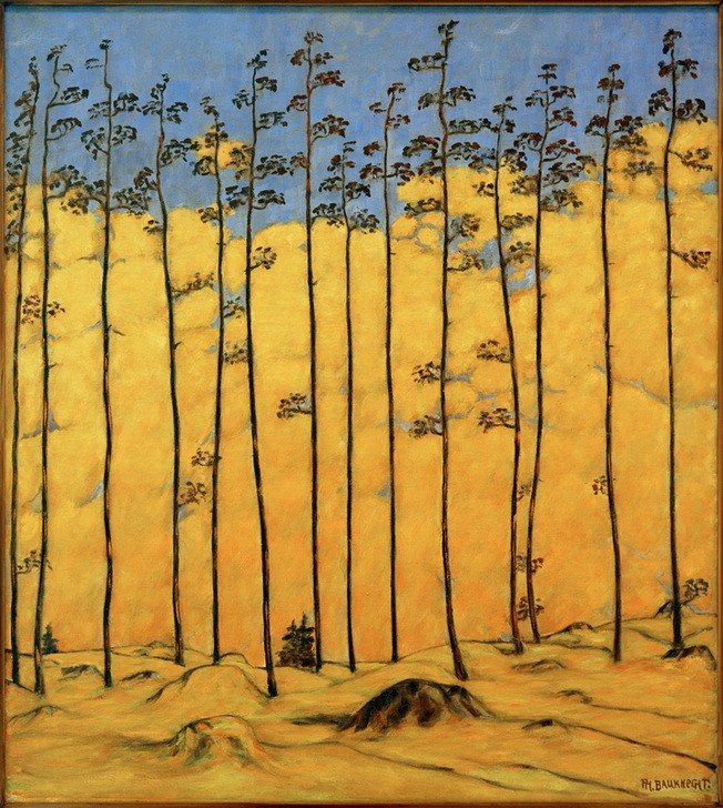 Philipp Bauknecht, Lärchen, (Berglandschaft) (Deutsche Kunst,Gebirge,Kunst,Landschaft,Baum,Expressionismus,Berg,Lärche)