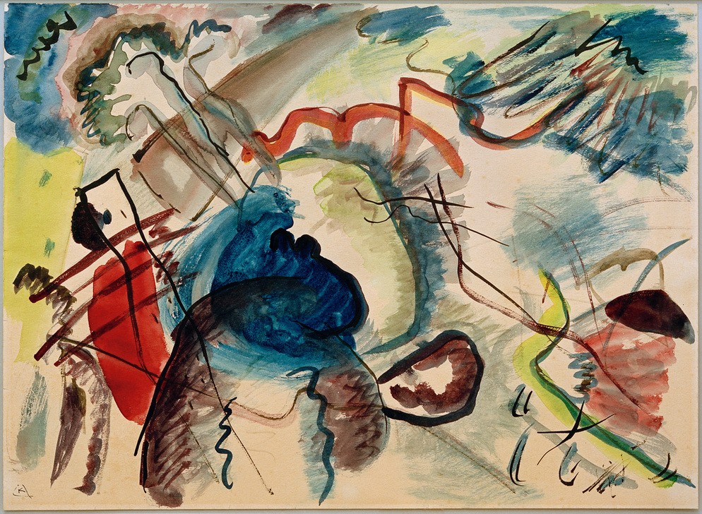 Wassily Kandinsky, Entwurf zu ‘Bild mit weißem Rand' (Kunst,Expressionismus,Der Blaue Reiter,Abstrakte Kunst,Russische Kunst,Entwurf,Abstraktion, Abstrakter Expressionismus, Wohnzimmer, Treppenhaus, Wunschgröße, bunt)