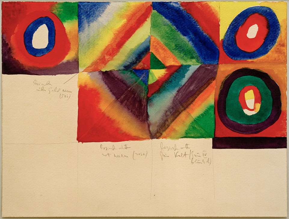 Wassily Kandinsky, Farbstudien, (mit Angaben zur Maltechnik) (Geometrie, Expressionismus, Der Blaue Reiter, Abstrakte Kunst, Russische Kunst, Kreise, Farbenlehre, Quadrate Wohnzimmer, Treppenhaus, Wunschgröße, bunt)