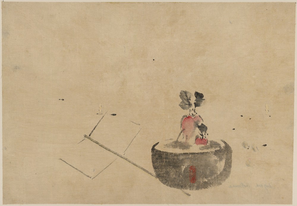 Katsushika Hokusai, Flower or vegetable in a flowerpot (Gemüse,Kunst,Völkerkunde,Japanische Kunst,Blume)