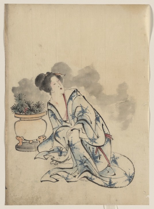 Katsushika Hokusai, Woman (Frau,Kunst,Völkerkunde,Japanische Kunst,Kimono)