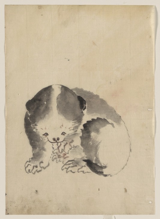Katsushika Hokusai, A cat cleaning its claws (Katze (Tier),Kunst,Völkerkunde,Japanische Kunst)