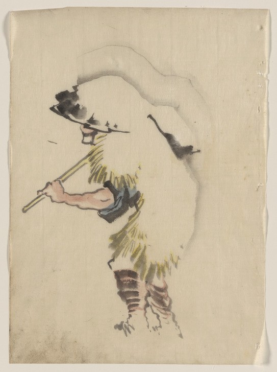 Katsushika Hokusai, Person with fur (Kunst,Mann,Völkerkunde,Japanische Kunst)