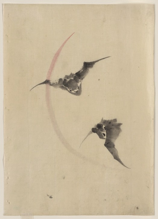 Katsushika Hokusai, Two bats flying (Kunst,Völkerkunde,Japanische Kunst,Fliegen)