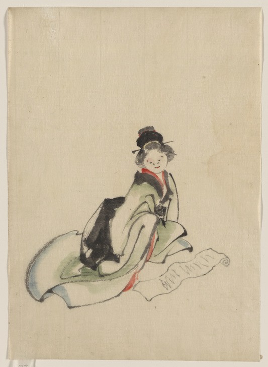 Katsushika Hokusai, A woman seated (Frau,Kunst,Völkerkunde,Japanische Kunst,Lesen (Allgemein),Korrespondenz)