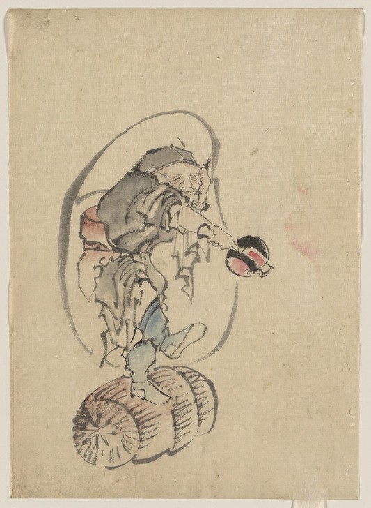 Katsushika Hokusai, Drawing Mann auf Fass (Kunst,Völkerkunde,Japanische Kunst,Tonne)