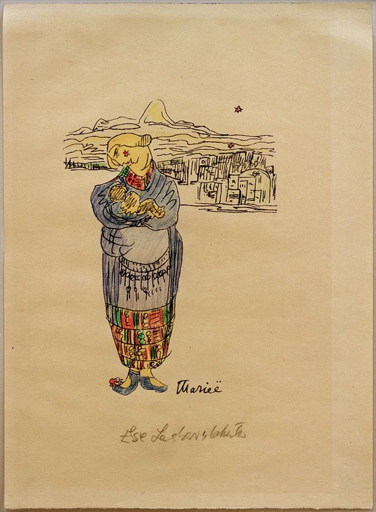 Else Lasker-Schüler, Marieë (Baby,Deutsche Kunst,Dichterin,Frau,Gebirge,Haus,Jüdische Religion,Kunst,Literatur,Mensch,Religion,Stern,Orientalismus,Frauenkunst,Expressionismus,Mutter,Der Blaue Reiter,Mutterliebe,Jüdische Kunst,Tragen,Mutter Und Säugling,Jüdin,Buntstift,Berg,Mehrfachbe)