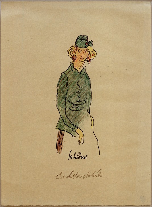 Else Lasker-Schüler, Schlôme (Deutsche Kunst,Dichterin,Frau,Jüdische Religion,Kopfbedeckung,Kunst,Literatur,Mensch,Mode,Hut,Frauenkunst,Portrait,Expressionismus,Der Blaue Reiter,Jüdische Kunst,Jüdin,Buntstift,Mehrfachbegabung)