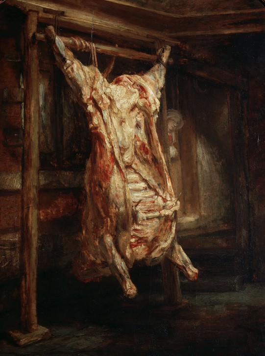 Rembrandt Harmenszoon van Rijn, The slaugthered ox (Museum,Öl,Buche,Ochse,Eiswagen,Panneau)