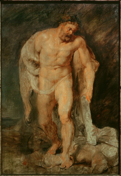 Peter Paul Rubens, Herkules und die Zwietracht (Flämische Kunst,Held,Kunst,Mann,Mythologie,Barock,Akt,Niederländische Kunst,Keule,Heros,Zwietracht,Griechisch-Römische Mythologie,Starker Mann)