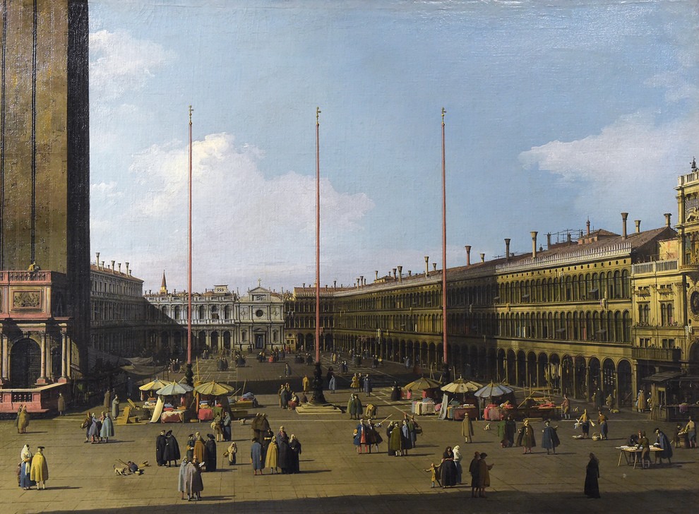Giovanni Antonio Canaletto, View of Piazza San Marco with the Procuratie (Venedig, Städte, Italien, Paläste, Architektur, Barock, Vedute, Klassiker, Wunschgröße, Wohnzimmer)