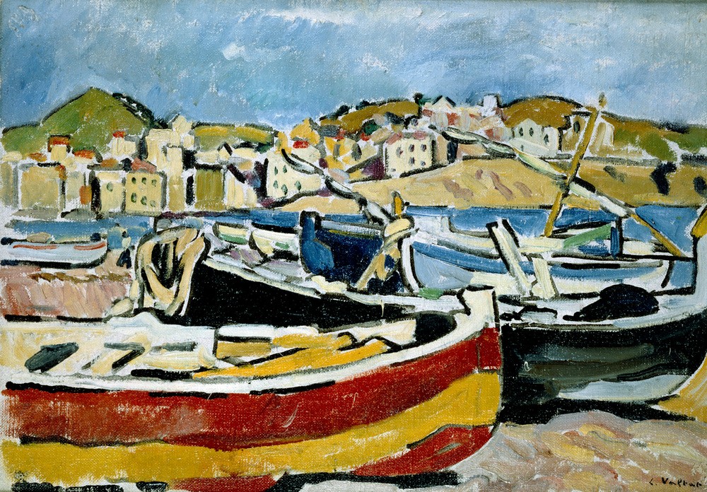 Louis Valtat, Mittelmeerhafen (BOOT, HAFEN, KÜSTE, KUNST, LANDSCHAFT, FISCHERBOOT, FAUVES, MARINEMALEREI, FRANZÖSISCHE KUNST, FISCHEREIHAFEN, SCHIFFFAHRT)