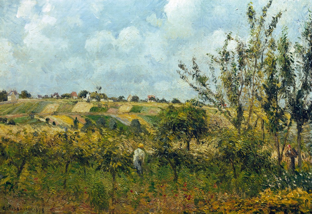 Camille Pissarro, Blick vom Hang Les Gratte-Coqs, Pontoise (Kunst,Landschaft,Impressionismus,Tal,Französische Kunst)