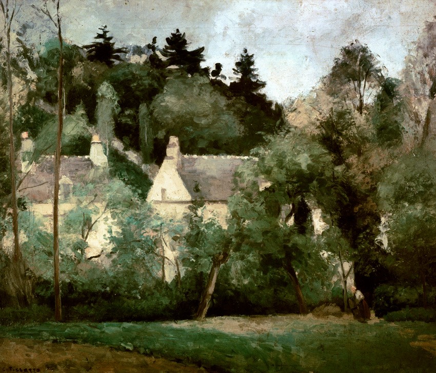 Camille Pissarro, Landschaft in L'Hermitage, Pontoise (Dorf,Haus,Kunst,Landschaft,Impressionismus,Französische Kunst)